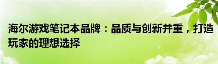 海尔游戏笔记本品牌：品质与创新并重，打造玩家的理想选择