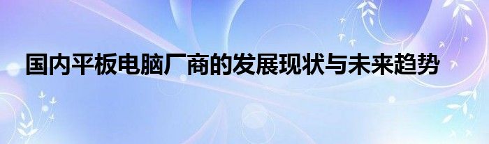 国内平板电脑厂商的发展现状与未来趋势