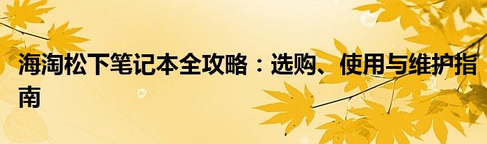 海淘松下笔记本全攻略：选购、使用与维护指南