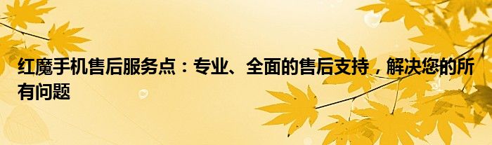 红魔手机售后服务点：专业、全面的售后支持，解决您的所有问题