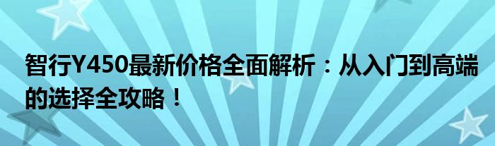 智行Y450最新价格全面解析：从入门到高端的选择全攻略！