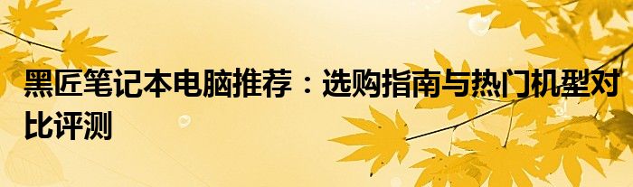 黑匠笔记本电脑推荐：选购指南与热门机型对比评测