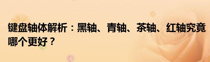 键盘轴体解析：黑轴、青轴、茶轴、红轴究竟哪个更好？