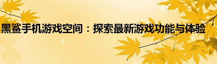 黑鲨手机游戏空间：探索最新游戏功能与体验