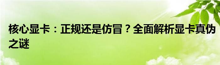 核心显卡：正规还是仿冒？全面解析显卡真伪之谜