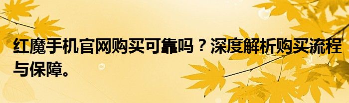 红魔手机官网购买可靠吗？深度解析购买流程与保障。