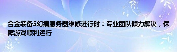 合金装备5幻痛服务器维修进行时：专业团队倾力解决，保障游戏顺利运行