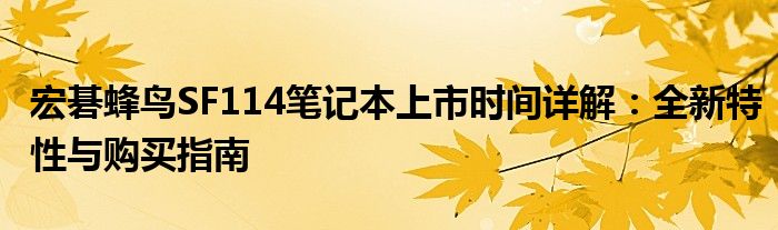 宏碁蜂鸟SF114笔记本上市时间详解：全新特性与购买指南