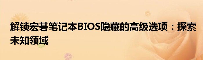 解锁宏碁笔记本BIOS隐藏的高级选项：探索未知领域