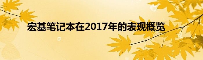 宏基笔记本在2017年的表现概览