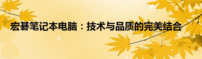 宏碁笔记本电脑：技术与品质的完美结合