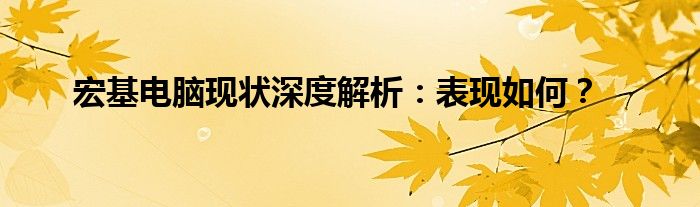 宏基电脑现状深度解析：表现如何？