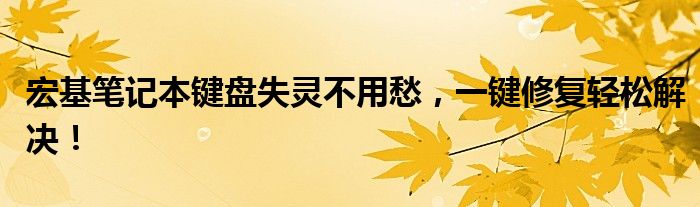 宏基笔记本键盘失灵不用愁，一键修复轻松解决！