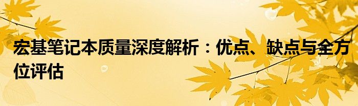 宏基笔记本质量深度解析：优点、缺点与全方位评估