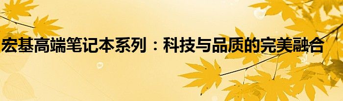 宏基高端笔记本系列：科技与品质的完美融合