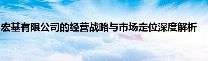 宏基有限公司的经营战略与市场定位深度解析