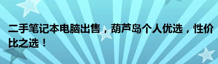 二手笔记本电脑出售，葫芦岛个人优选，性价比之选！