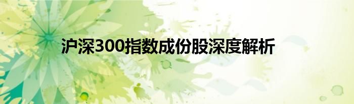 沪深300指数成份股深度解析