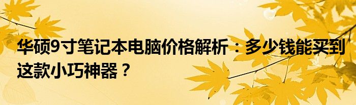 华硕9寸笔记本电脑价格解析：多少钱能买到这款小巧神器？