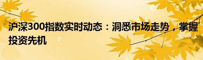 沪深300指数实时动态：洞悉市场走势，掌握投资先机