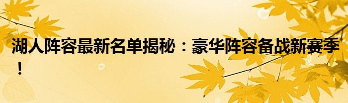 湖人阵容最新名单揭秘：豪华阵容备战新赛季！