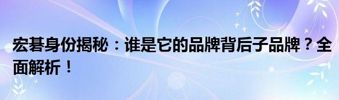 宏碁身份揭秘：谁是它的品牌背后子品牌？全面解析！