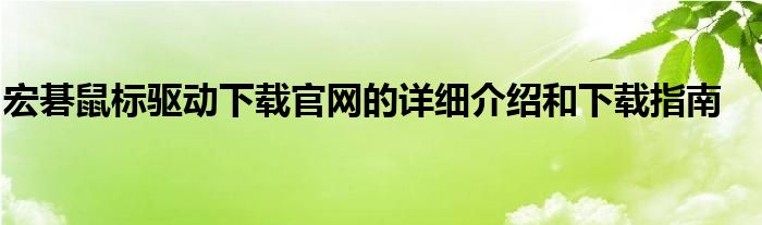 宏碁鼠标驱动下载官网的详细介绍和下载指南