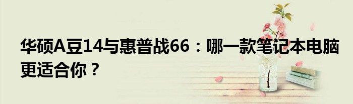 华硕A豆14与惠普战66：哪一款笔记本电脑更适合你？