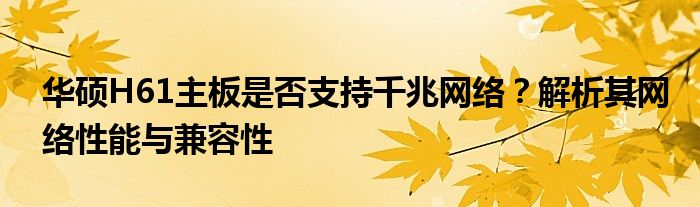 华硕H61主板是否支持千兆网络？解析其网络性能与兼容性