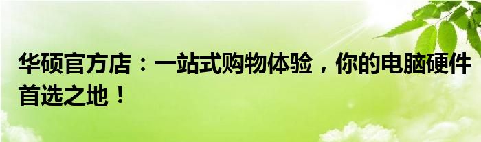 华硕官方店：一站式购物体验，你的电脑硬件首选之地！