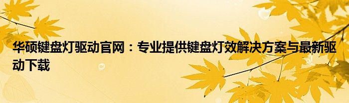 华硕键盘灯驱动官网：专业提供键盘灯效解决方案与最新驱动下载