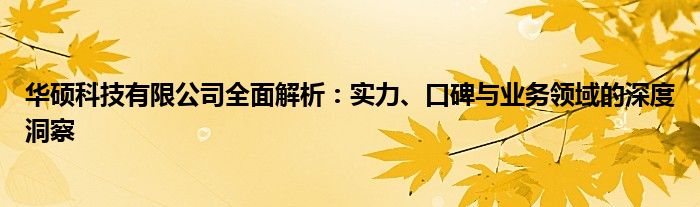 华硕科技有限公司全面解析：实力、口碑与业务领域的深度洞察