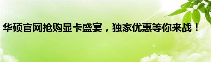 华硕官网抢购显卡盛宴，独家优惠等你来战！