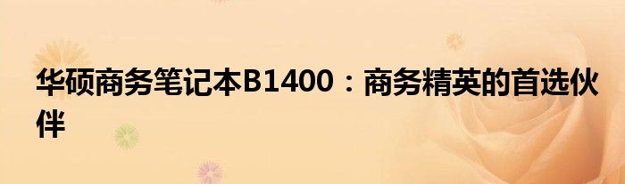 华硕商务笔记本B1400：商务精英的首选伙伴