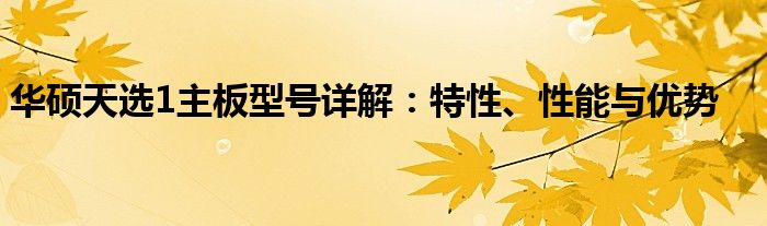 华硕天选1主板型号详解：特性、性能与优势