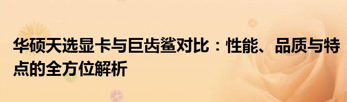 华硕天选显卡与巨齿鲨对比：性能、品质与特点的全方位解析